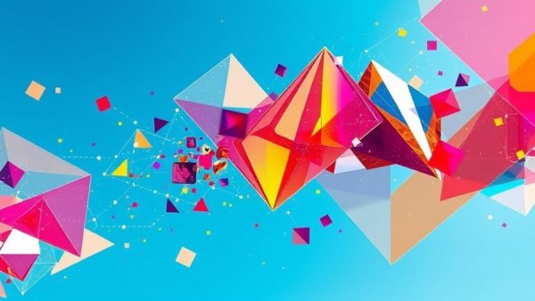 Abstract digital art highlighting AI advancements with geometric shapes.