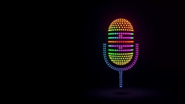 Stylized microphone icon symbolizing AI advancements in voice technology.