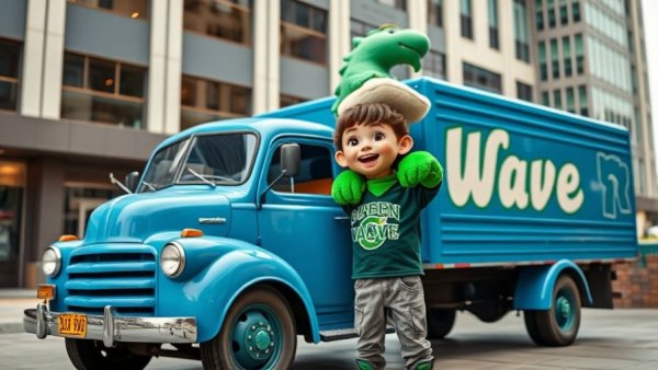 New Orleans family activities: Boy by vintage Tulane truck smiling.
