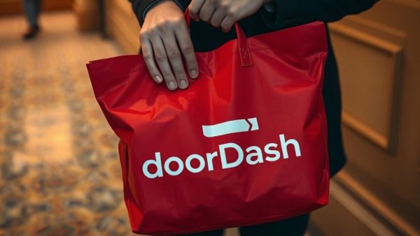 DoorDash delivery bag highlighting food safety issues in indoor setting.