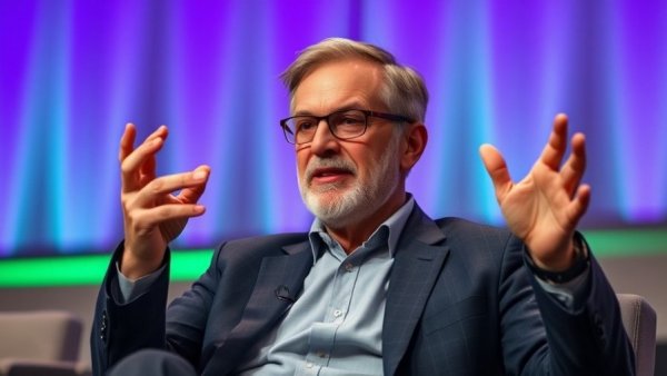 Speaker discussing AI assistant for productivity at a conference.