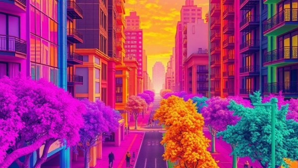 Vibrant lidar scan of urban street, resembling Luminar bankruptcy impact.