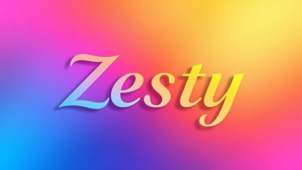 Vibrant 'Zesty' text on colorful gradient for AI-powered restaurant discovery