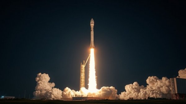 Rocket Lab defense contract launch at night with dramatic lighting