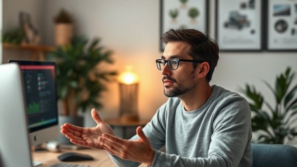 Person explaining AI creativity for blog conversion.