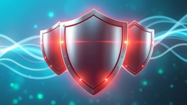 Impact of AI safety bills on innovation visualized with floating shields.