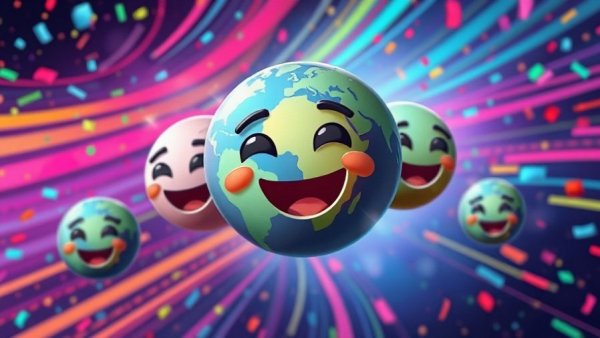 Abstract emotive Earth icons on vivid background symbolizing future technology in climate tech investments.