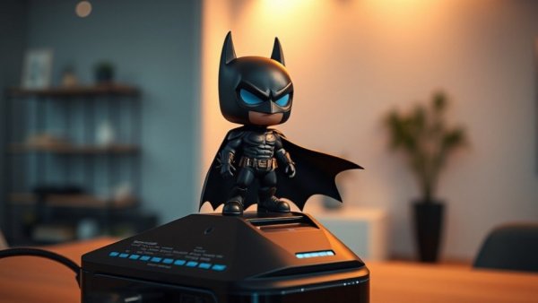 Batman figurine atop AI device, illustrating AI impact on collectibles.