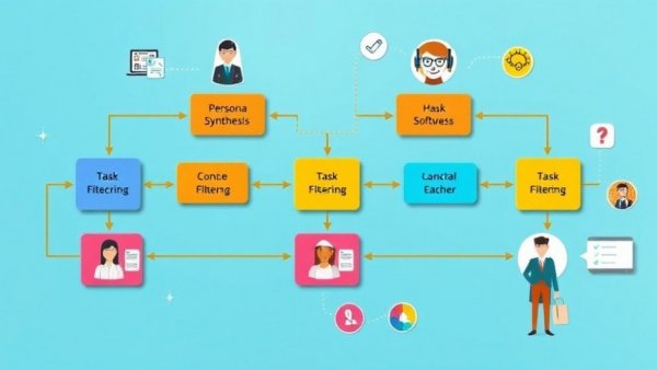 Flowchart showcasing AI research capabilities in task generation.