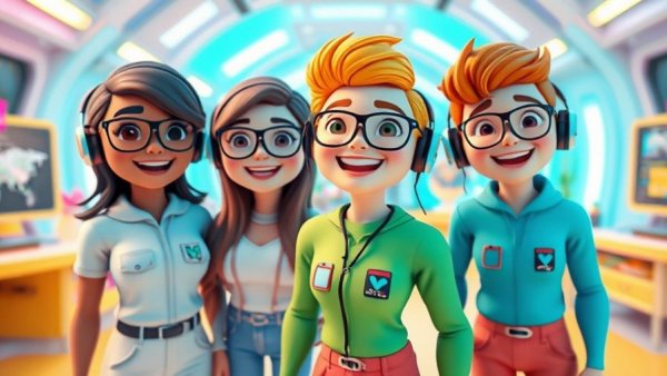 Colorful digital avatars in a virtual world showcasing AI technology trends