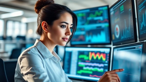 AI in healthcare administration with a professional analyzing data.