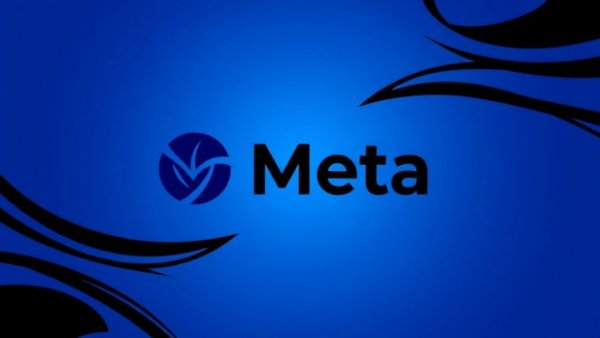 Meta pauses teens AI characters, abstract blue and black logo design.