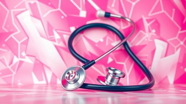 Stethoscope on abstract pink background representing risks of sharing medical records.