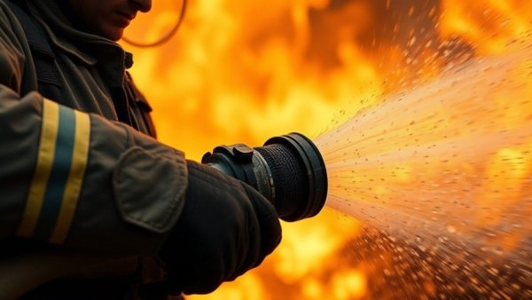 AI technology in firefighting: hose extinguishing fire