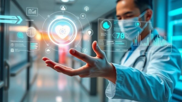 Medical professional using AI technology in healthcare.