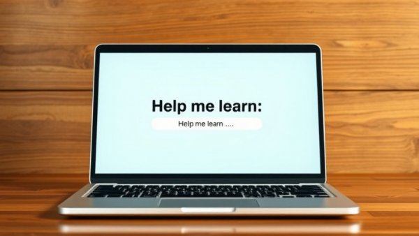 Laptop showing AI in Education interface with learning options.