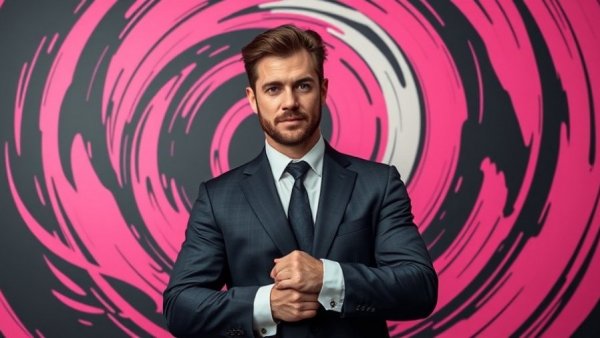 Stylized portrait of a man with pink swirls, Elon Musk SpaceX xAI merger.