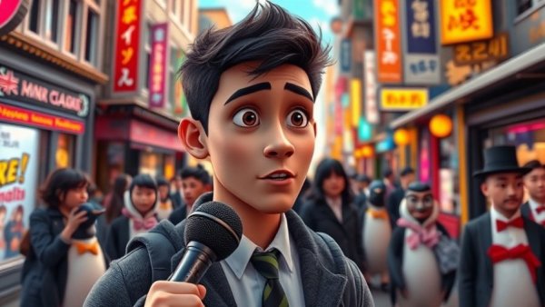 AI creativity visualized in a dynamic animated street scene.