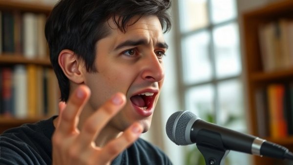 Young man discussing dynamic context in Gemini in cozy setting.