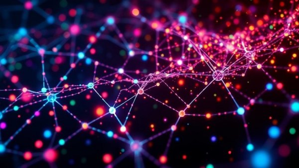 AI advancements visualized through a dynamic neural network.