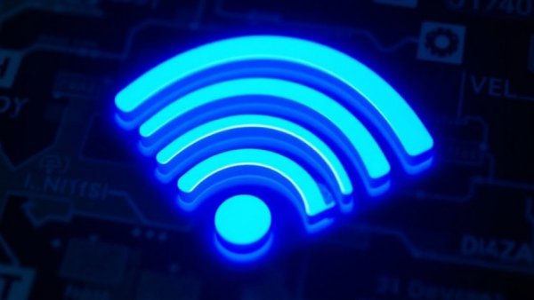 Glowing blue Wi-Fi symbol depicting AirSnitch Wi-Fi Security Vulnerability.