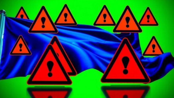 AI Ethics and Military Use symbolized by flag with caution signs.