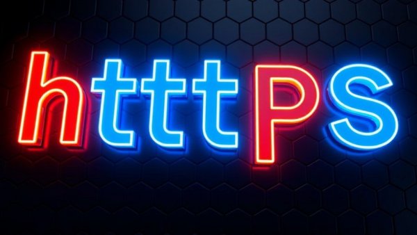 Futuristic digital depiction of quantum-resistant HTTPS glowing in dark.