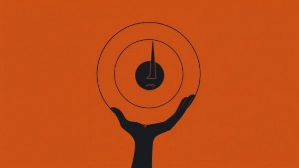 Abstract face and hand with orbit design on terracotta background. Claude outage reports.