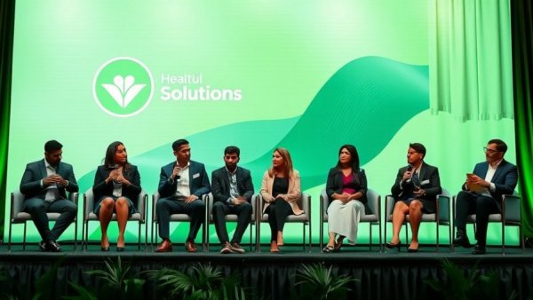 Panel discussion on healthcare cyber resilience with vibrant green backdrop.