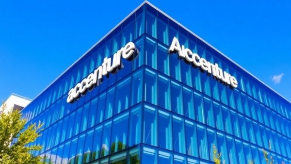 Accenture building exterior demonstrating AI in cybersecurity solutions.