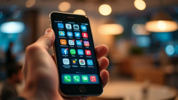 Close-up of smartphone with social media apps, focus on screen.