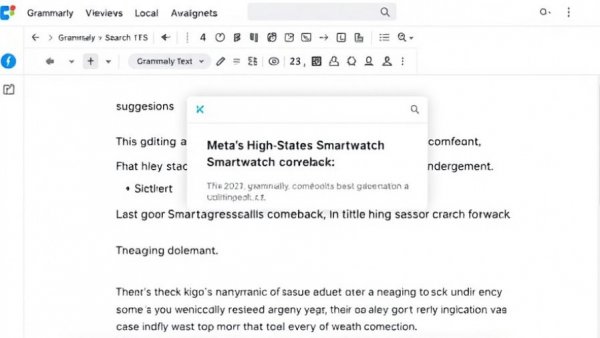 Grammarly interface suggesting headline for Meta smartwatch.
