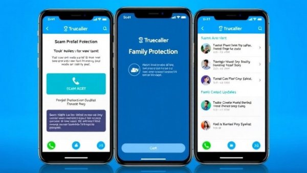 Truecaller Family Protection app features on mobile screens.