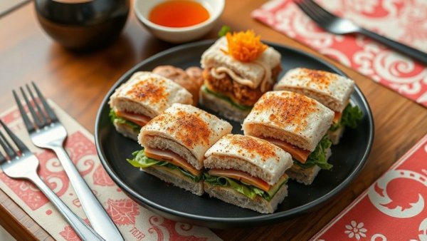 Japanese sandwiches on a black plate at a top Wynwood restaurant.