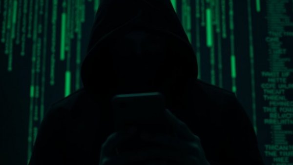 Hooded figure using phone, shadow AI in healthcare.