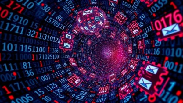 Digital vortex illustrating self-propagating malware concept.