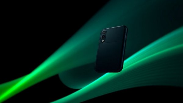 AI-generated music product advertisement with abstract green design