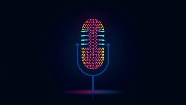 Digital microphone silhouette representing AI advancements in audio technology.