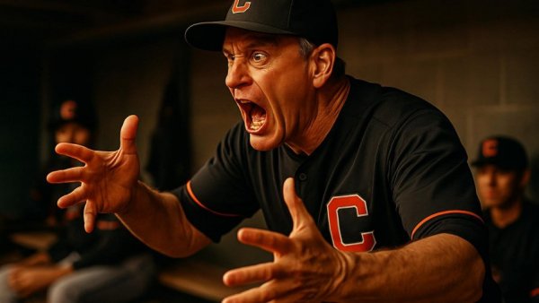 Animated Georgia Diamond Dawgs coach during SEC play