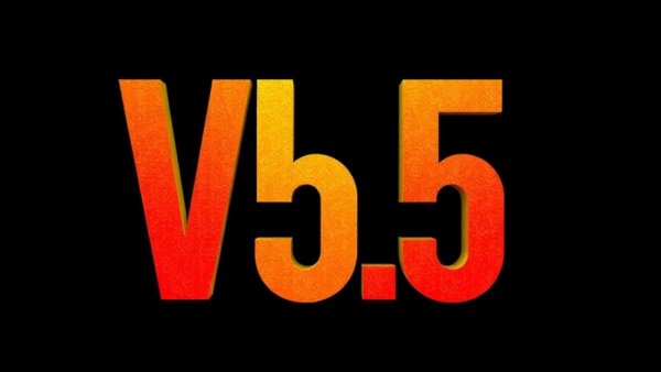 Gradient V5.5 typography design with vibrant red-to-yellow tones.