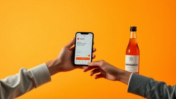 Hands exchanging Hims & Hers product with smartphone order.