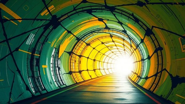 Abstract digital art of a vibrant tunnel resembling software pathways
