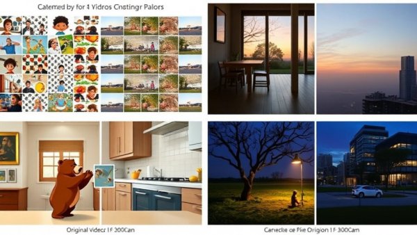 AI video editing effects shown on diverse scenes in a grid format.
