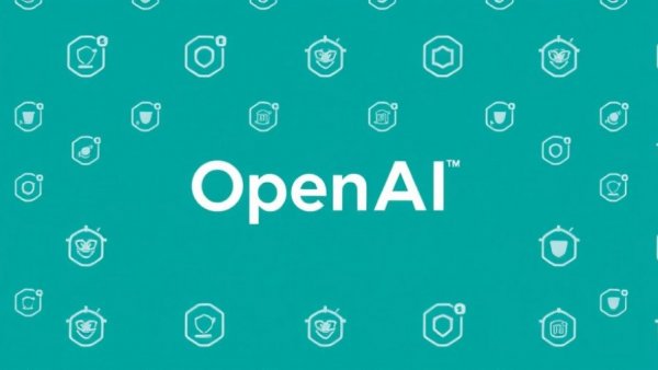 OpenAI logo on teal background, AI ethics and public safety.