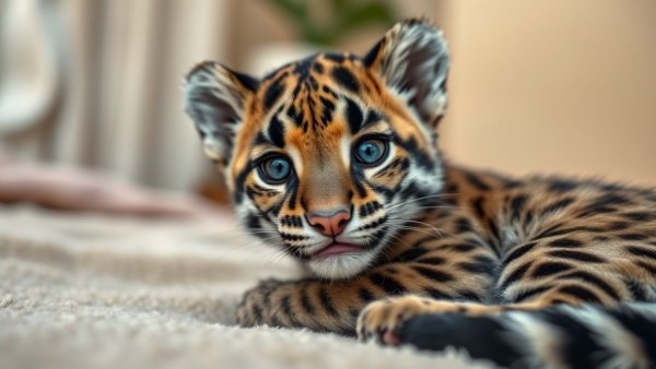 Nashville Zoo clouded leopard birth, adorable cub in soft setting.