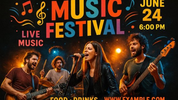 Colorful promotional banner for free jazz festival Atlanta event.