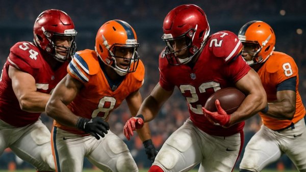 Monroe Freeling Carolina Panthers engaging in intense football play on the field.