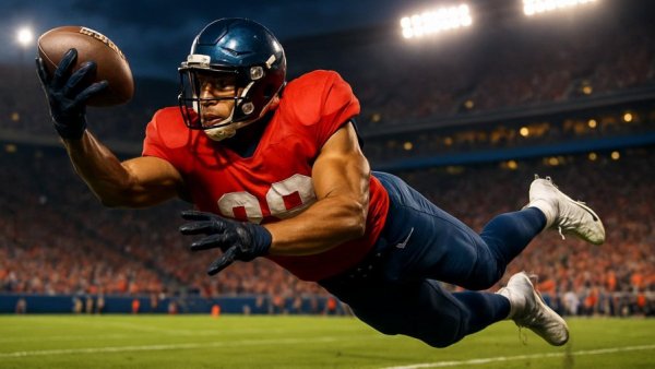 Oscar Delp making a diving catch during an NFL draft Saints game.