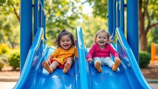 Children playing on slide in family-friendly park in Charlotte.