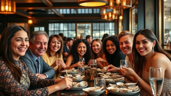 Group enjoying oysters at best oyster bars in Houston.